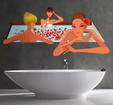 Vinilo decorativo mujeres jacuzzi - TenVinilo