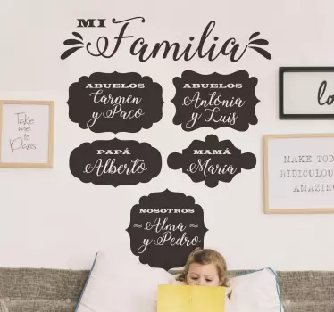 Vinilo decorativo nombres de la familia  - TenVinilo