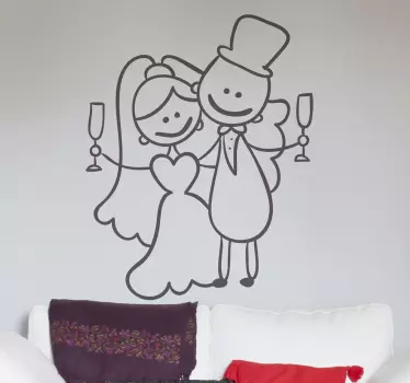Vinilo decorativo novios brindis - TenVinilo