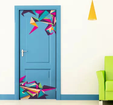 Vinilo para puerta origami de colores - TenVinilo