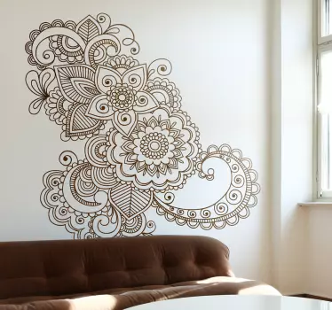 Vinilo decorativo ornamento floral Asia - TenVinilo