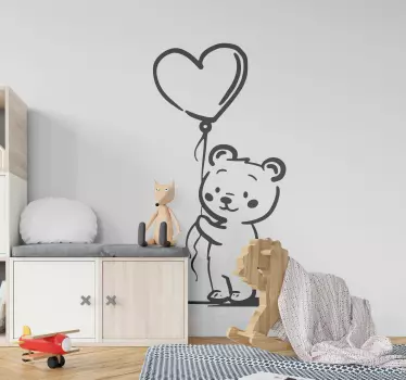 Vinilo decorativo oso amoroso y corazón - TenVinilo
