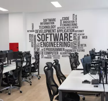 Vinilo para oficina nube de palabras de ingeniería de software¡Bi - TenVinilo