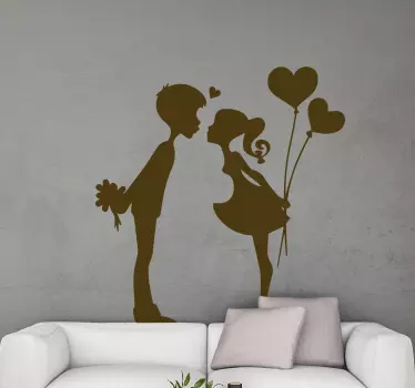 Vinilo decorativo pareja jóven besándose - TenVinilo