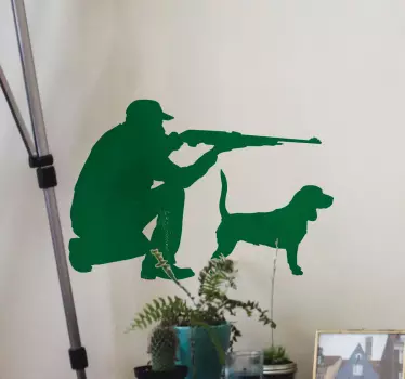 Vinilo decorativo persona Cazador y perro - TenVinilo