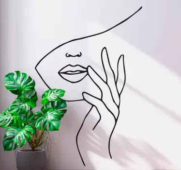 Vinilo decorativo persona Mano cara minimalista - TenVinilo
