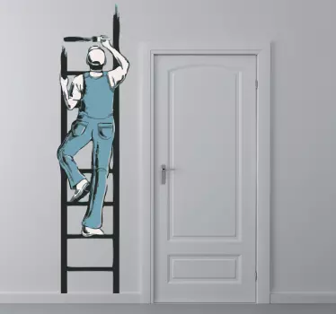 Vinilo decorativo pintor escalera - TenVinilo