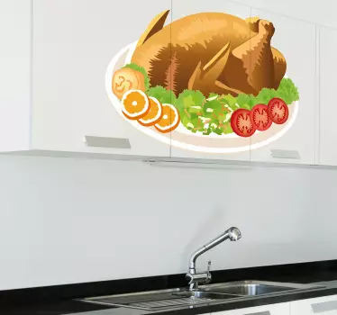 Vinilo decorativo plato pollo con guarnición - TenVinilo