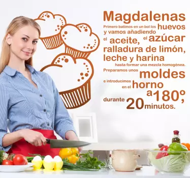 Vinilo decorativo receta magdalenas - TenVinilo