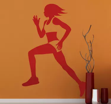 Vinilo decorativo silueta chica running - TenVinilo