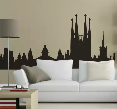 Vinilo decorativo silueta perfil Barcelona - TenVinilo