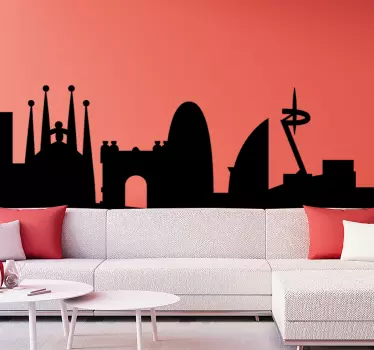 Vinilo decorativo skyline Edificios de barcelona skyline - TenVinilo