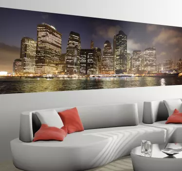 Vinilo decorativo skyline New York noche - TenVinilo