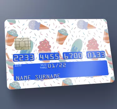 Pegatina para tarjeta de crédito patrones de helados - TenVinilo