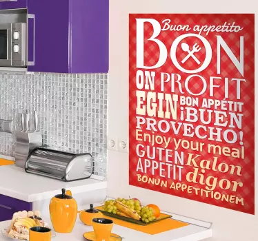 Vinilo decorativo texto buen provecho - TenVinilo