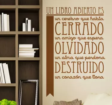 Vinilo decorativo texto libro - TenVinilo