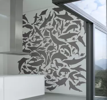 Vinilo decorativo textura animales marinos - TenVinilo