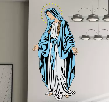 Vinilo decorativo dormitorio Virgen María en color - TenVinilo