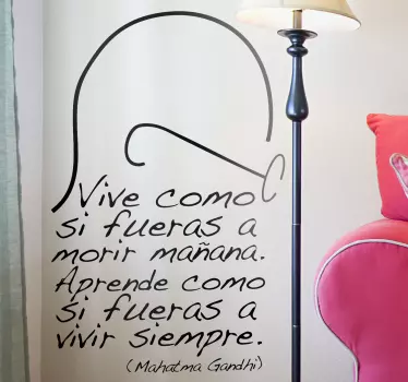 Vinilo decorativo vive aprende Gandhi - TenVinilo