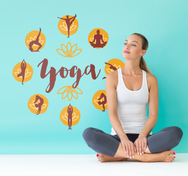 Vinilo decorativo yoga posiciones en círculo - TenVinilo