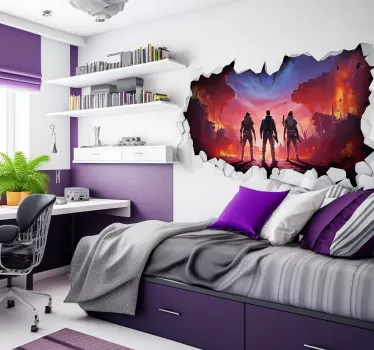 Vinilo decorativo efectos visuales los soldados corrieron hacia l - TenVinilo