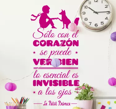 Vinilo frase el principito "solo con el corazón" - TenVinilo