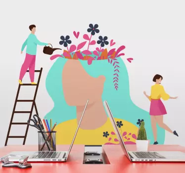 Vinilo escena de jardinería alegre - TenVinilo