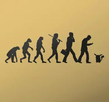 Vinilo gamer evolución humana pokémon go - TenVinilo