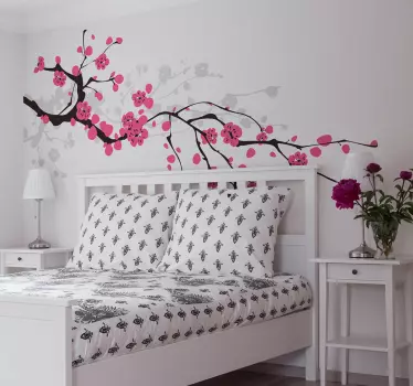 Vinilo pared dormitorio flor de cerezo primavera - TenVinilo