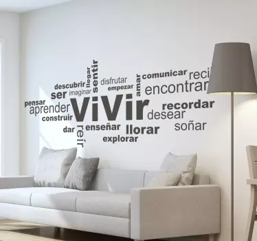 Vinilo para pared salón conceptos vitales - TenVinilo