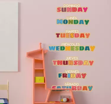 Vinilo pared días de la semana en inglés - TenVinilo