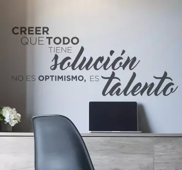 Vinilo frase motivacional talento - TenVinilo