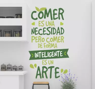 Vinilo para cocina frase comer es un arte - TenVinilo