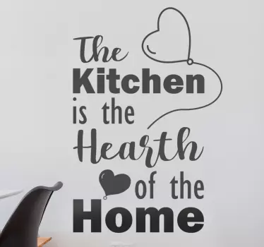 Vinilo frase pared la cocina es el corazón de la casa - TenVinilo