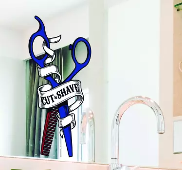 Vinilo baño tijeras de barbero - TenVinilo