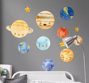 Vinilo galaxia Niños planetas sistema solar - TenVinilo
