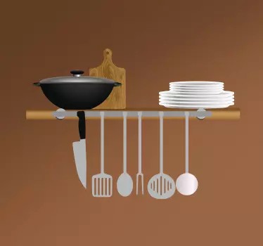 Vinilo para cocina herramientas de cocina realistas - TenVinilo