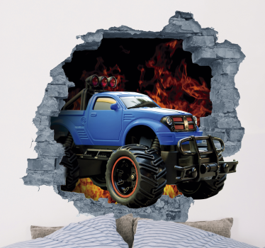 Vinilo decorativo habitación juvenil Coche 3D - TenVinilo