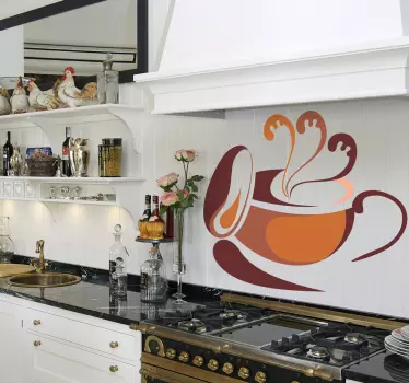 Vinilo ilustración taza café elegante - TenVinilo