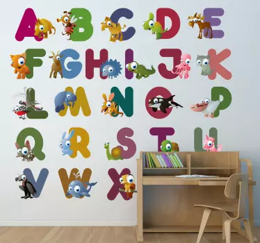 Vinilo infantil abecedario animal - TenVinilo