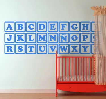 Vinilo infantil abecedario cubos juego - TenVinilo