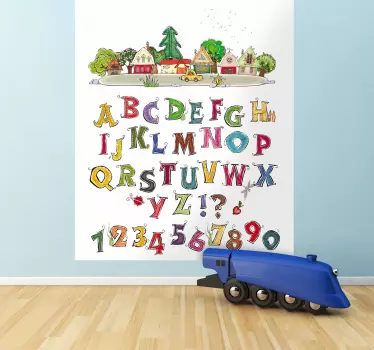 Vinilo infantil abecedario y pueblo - TenVinilo