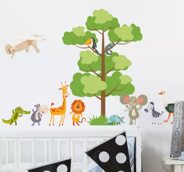 Vinilo infantil animales de la selva - TenVinilo