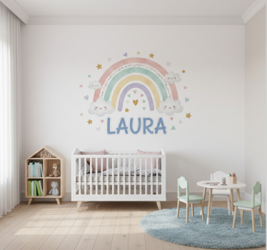Vinilo infantil arcoíris con nombre - TenVinilo