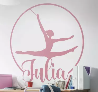 Vinilo infantil bailarina en círculo con nombre - TenVinilo