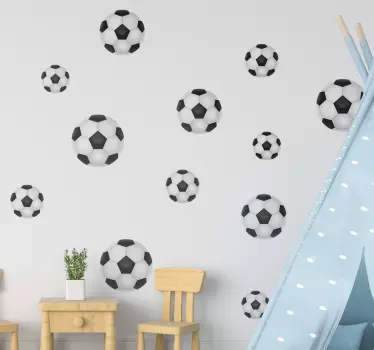 Vinilo pared de fútbol con balones - TenVinilo