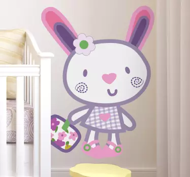 Vinilo infantil decorativo conejo rosa - TenVinilo