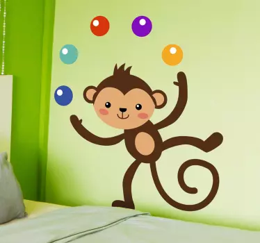 Vinilo infantil decorativo mono malabarista - TenVinilo