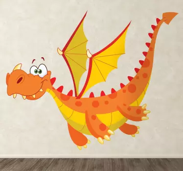 Vinilo infantil dragón alado naranja - TenVinilo