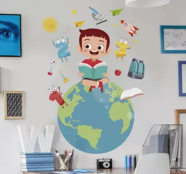Vinilo para niños educativo volando por el mundo  - TenVinilo